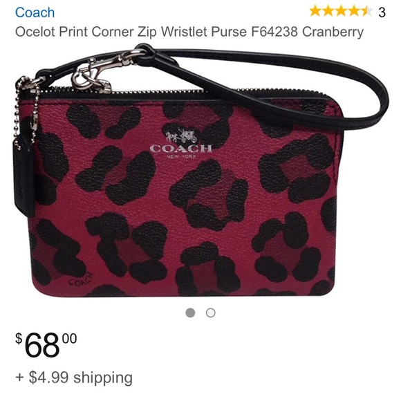 Coach Wristlet-Cranberry Print - Picture 6 of 6